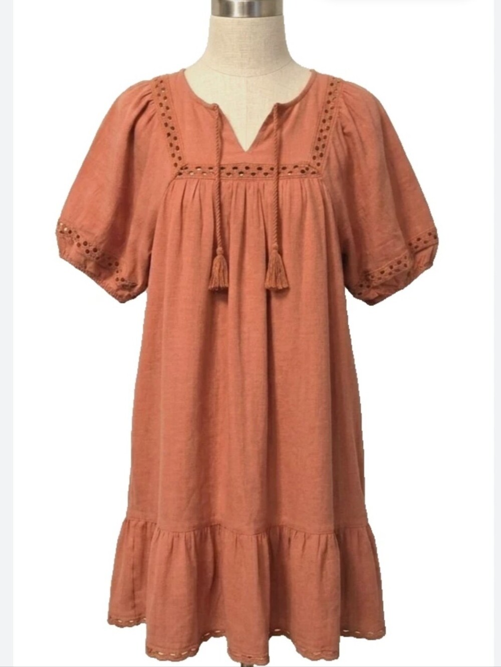 Old Navy Terracotta Tassel Peasant Dress